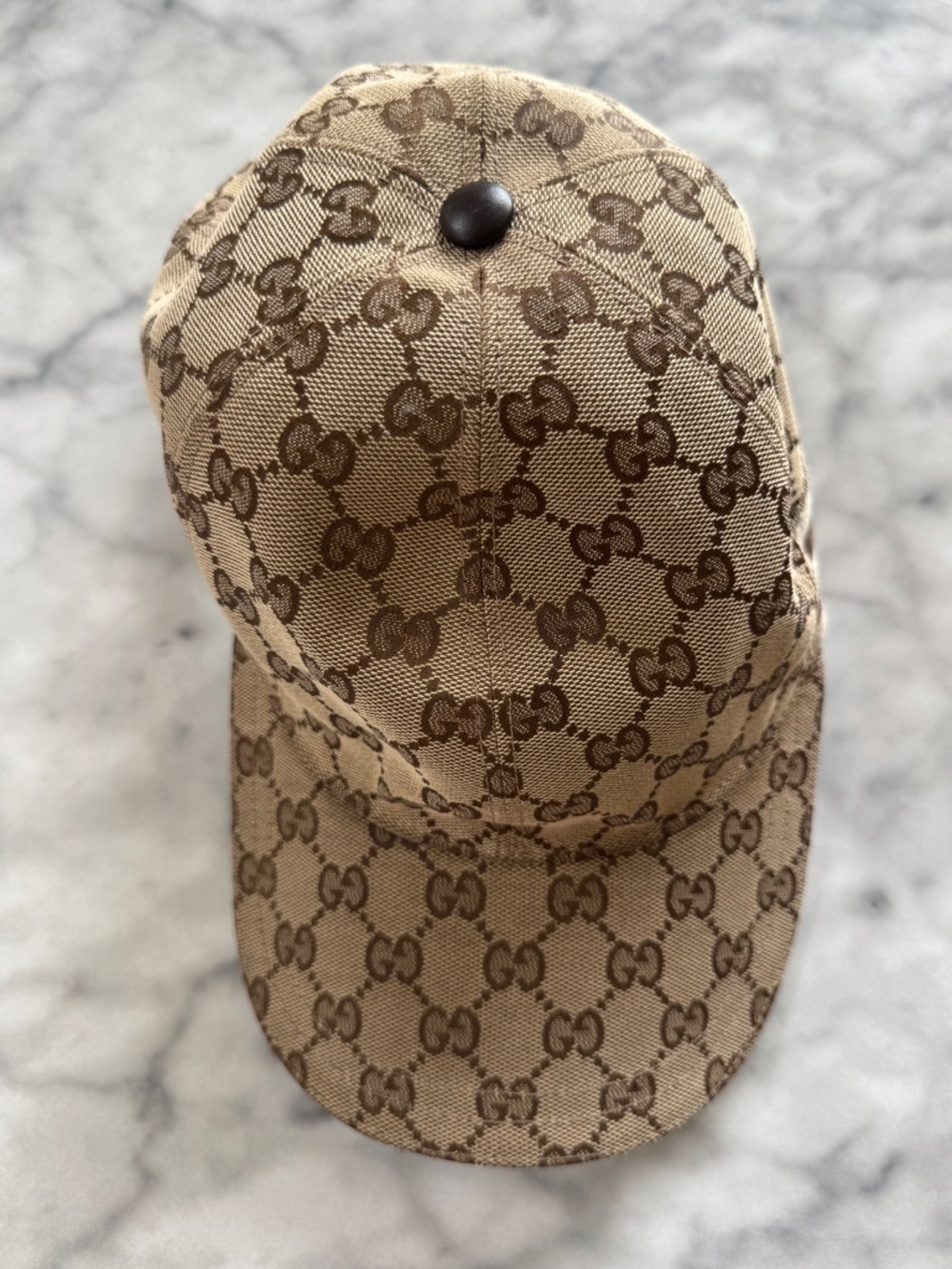 GUCCI Beige & Brown Monogram Baseball Hat